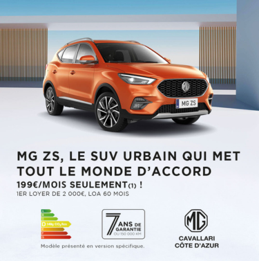 Cet été, ne passez pas à côté du MG ZS 1.5 l VTi-Tech Comfort, disponible dès 199€/mois
